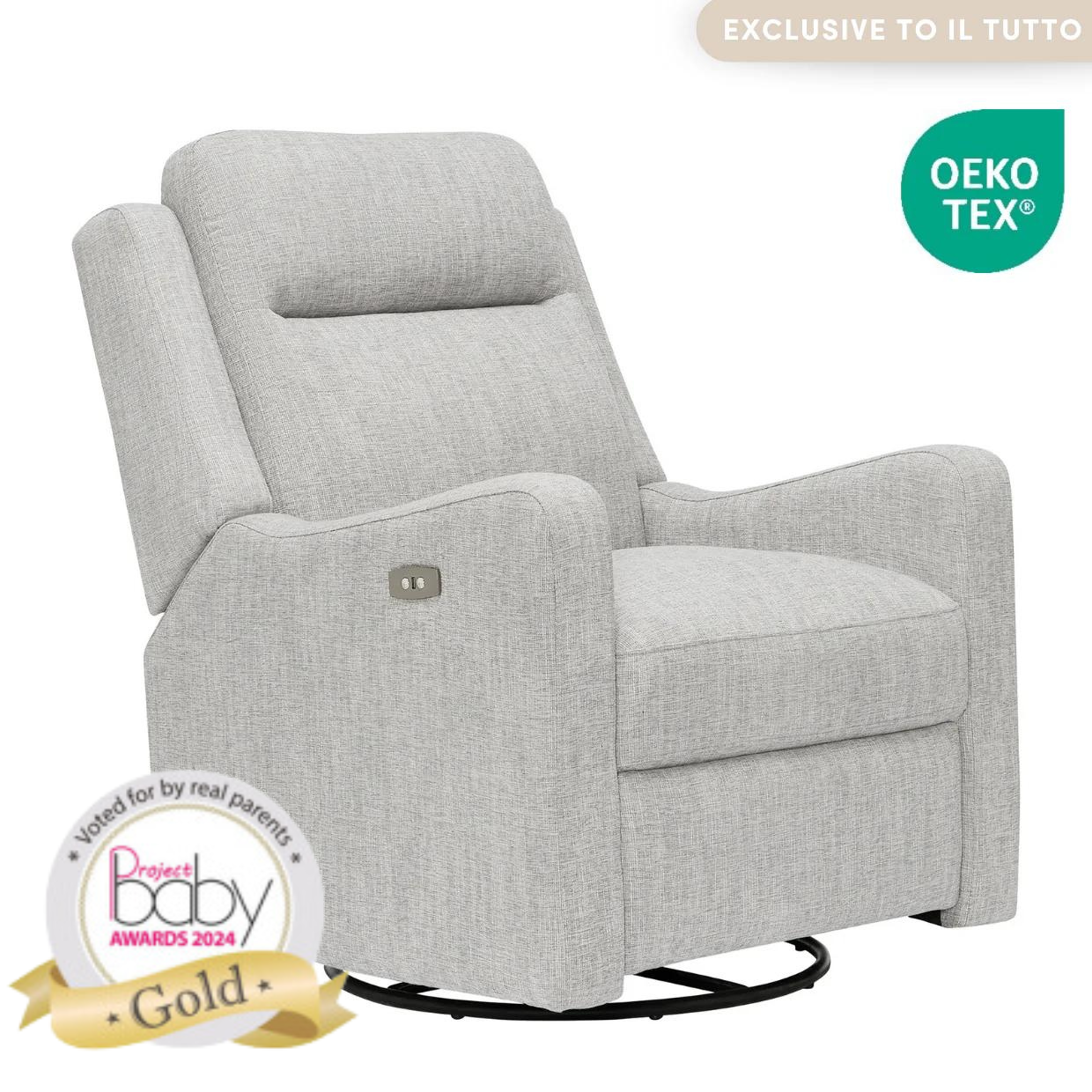 Henry Electric Recliner Glider Nursing Chair in Pure Grey iL Tutto UK