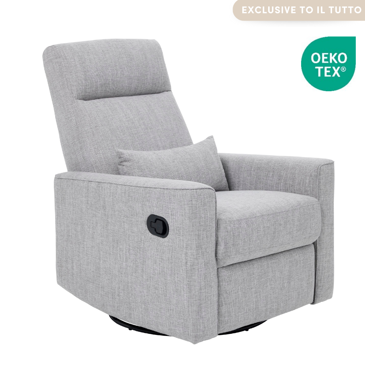 Paige Glider Recliner Nursing Chair in Pure Grey iL Tutto UK