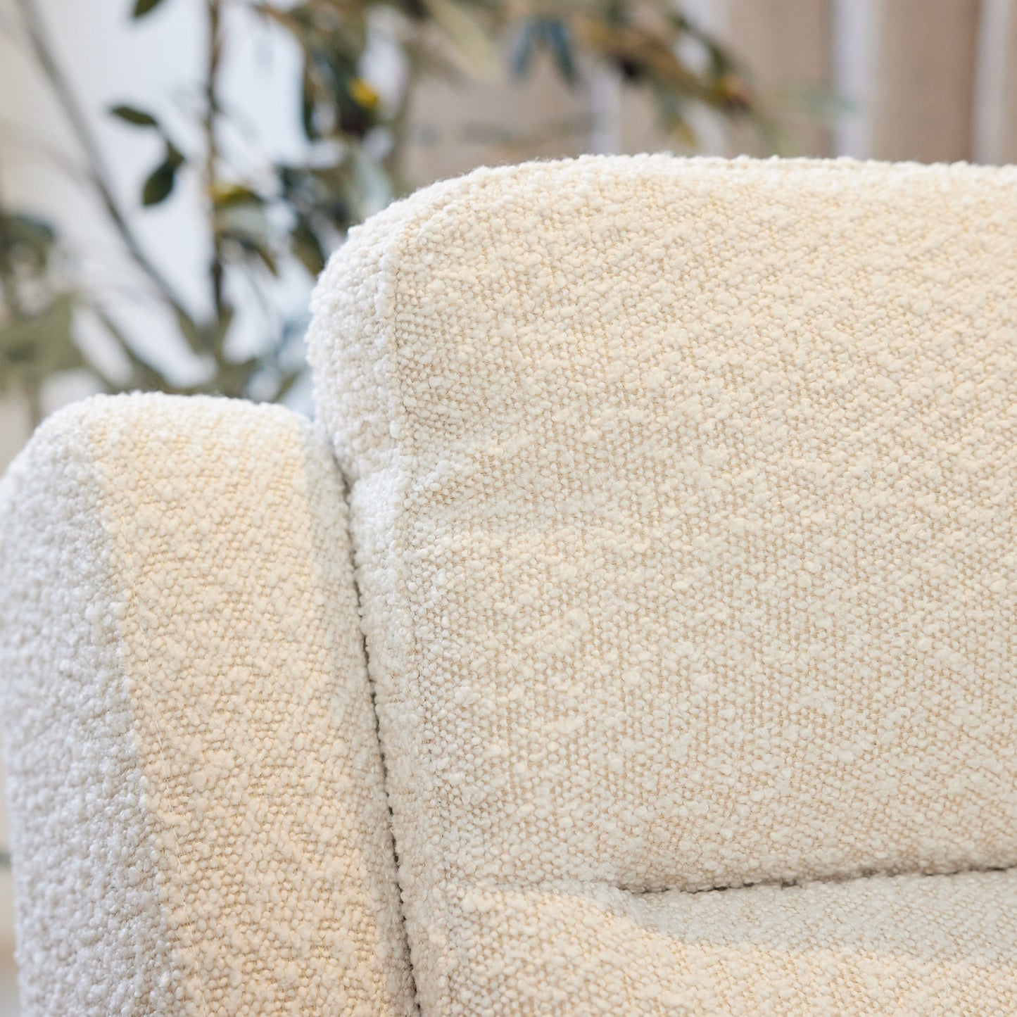 Henry Recliner Glider Chair in Vanilla Bouclé
