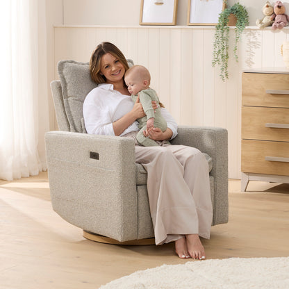 Frankie Electric Recliner Glider Nursery Chair in Greige Soft Tweed