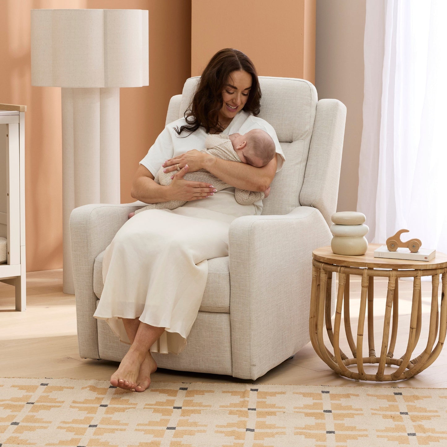 Henry Recliner Glider Chair in Eggshell