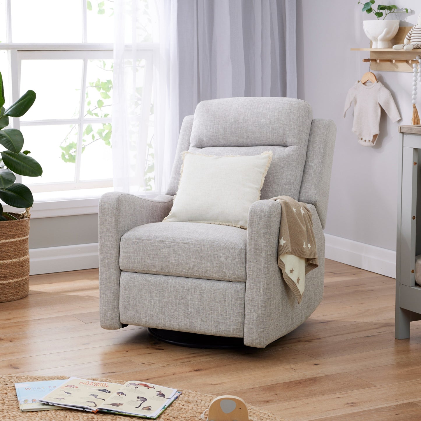 Henry Recliner Glider Chair in Pure Grey