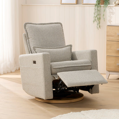 Frankie Electric Recliner Glider Nursery Chair in Greige Soft Tweed