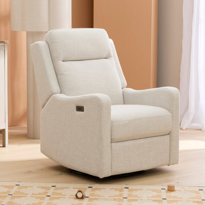 Henry Electric Recliner Glider Chair with USB in Egg Shell