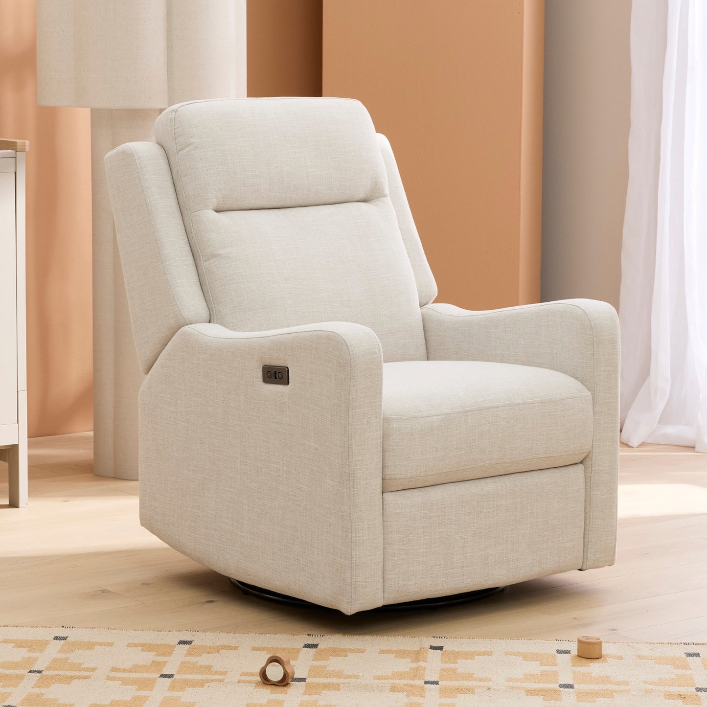Henry Electric Recliner Glider Chair with USB in Egg Shell