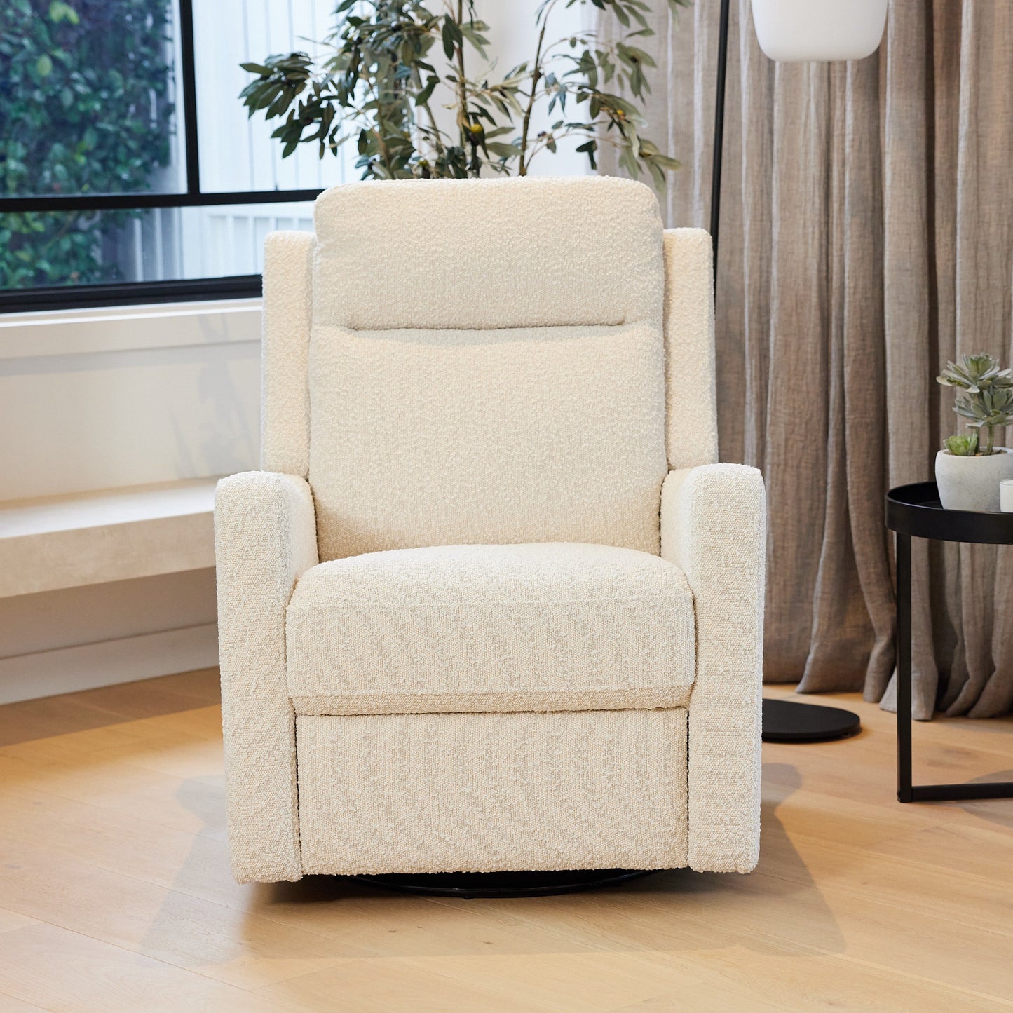 Henry Recliner Glider Chair in Vanilla Bouclé