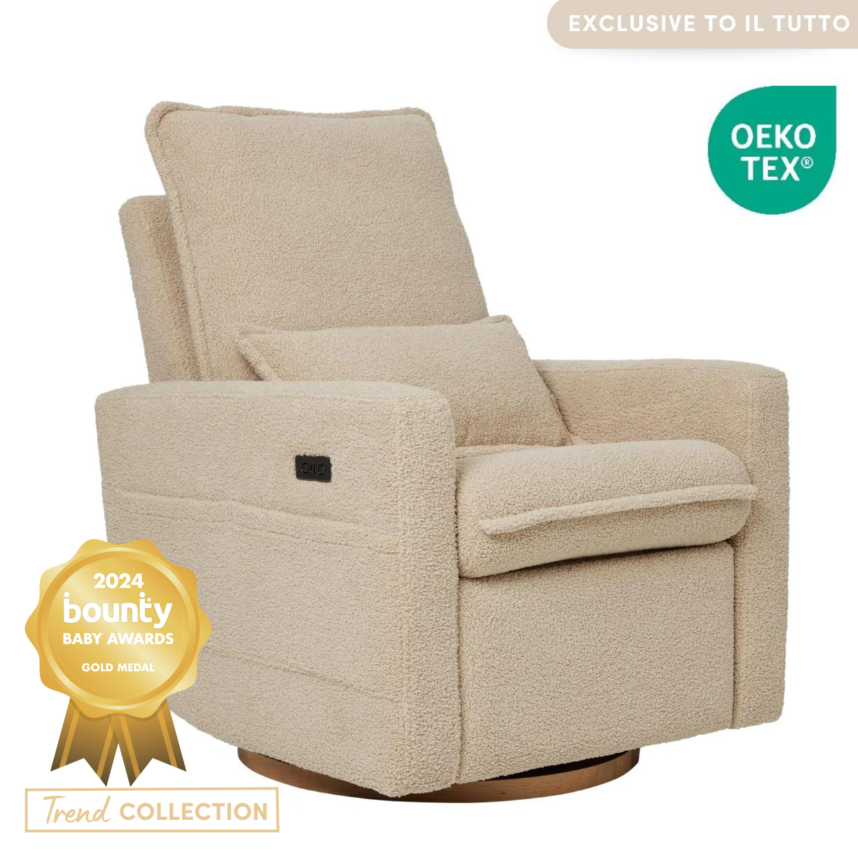 Frankie Electric Recliner Glider Nursery Chair in Taupe Teddy