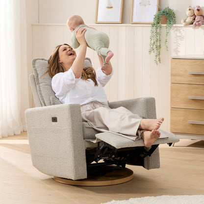 Frankie Electric Recliner Glider Nursery Chair in Greige Soft Tweed