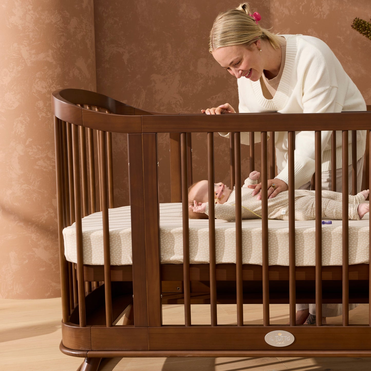 Luca Sustainable Timber Cot in Walnut