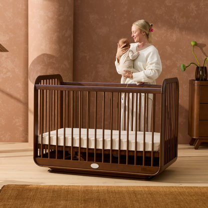 Ollie Sustainable Timber Cot in Walnut