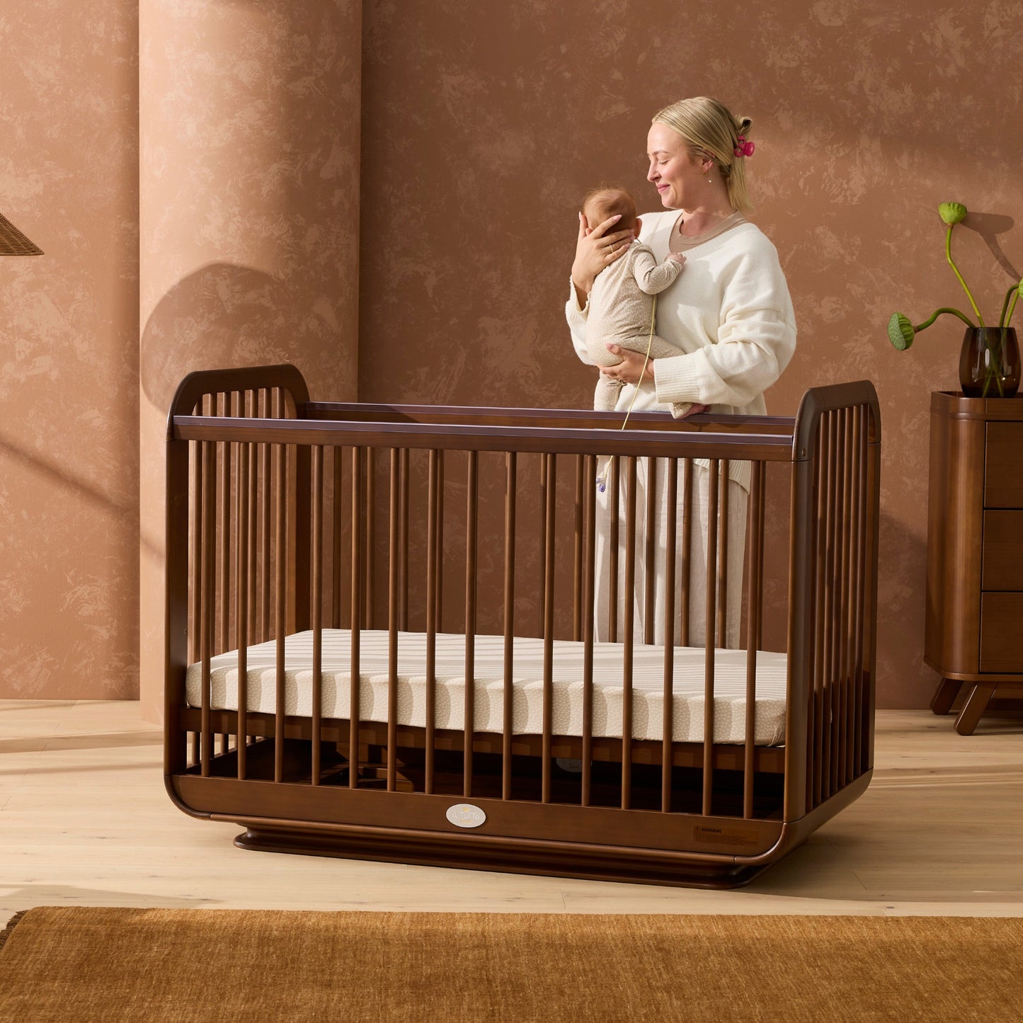 Ollie Sustainable Timber Cot in Walnut
