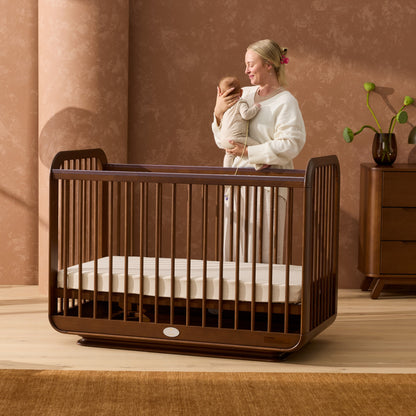 Ollie Sustainable Timber Cot in Walnut