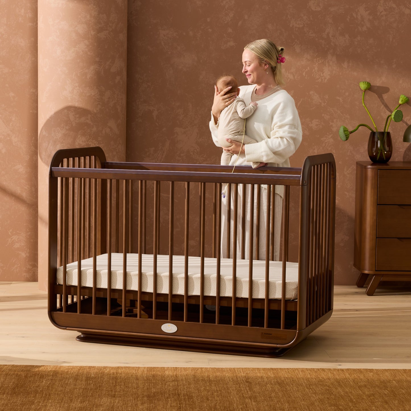 Ollie Sustainable Timber Cot in Walnut