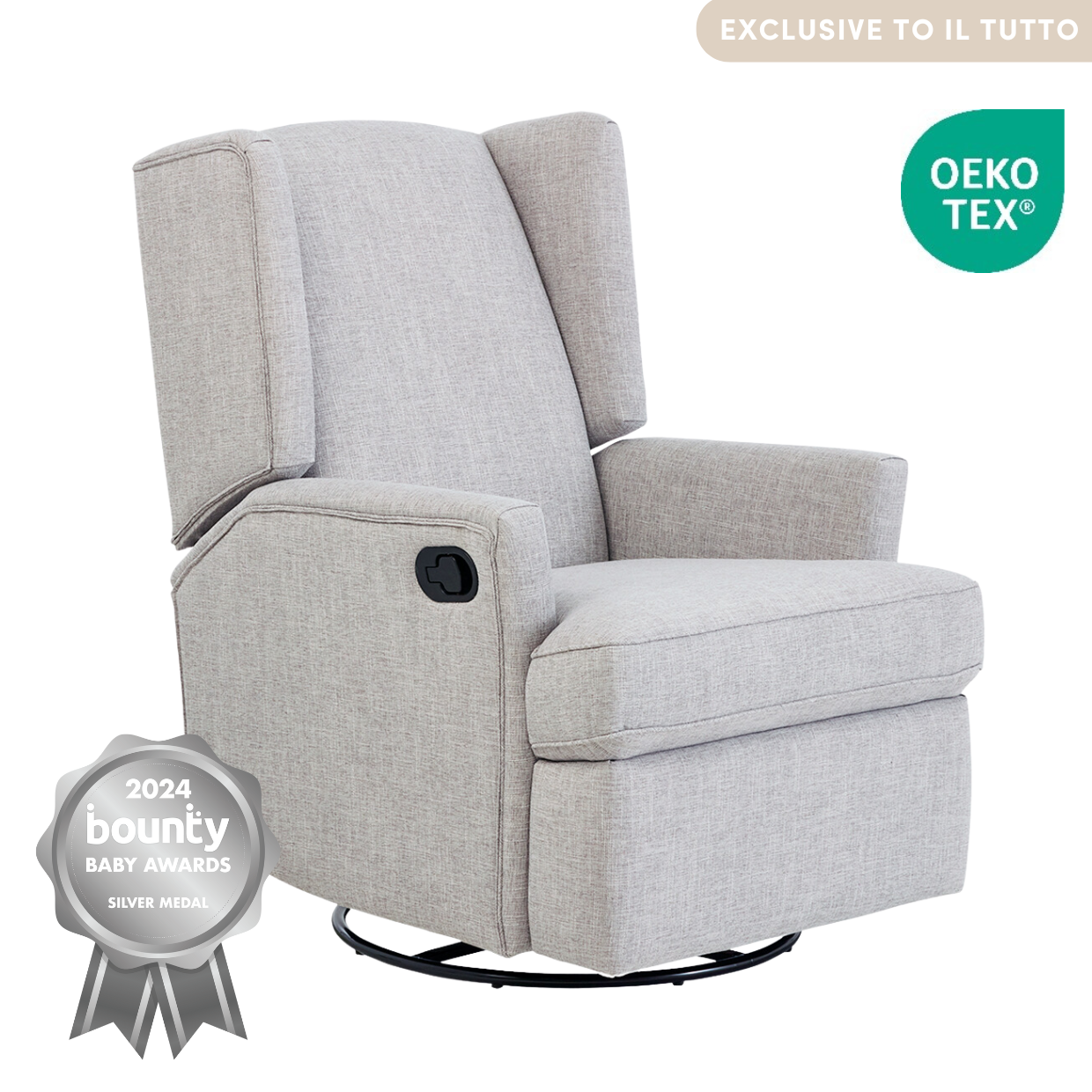 Chelsea Recliner Glider Chair in Pure Grey | iL Tutto UK