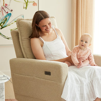 Frankie Electric Recliner Glider Nursery Chair in Taupe Teddy