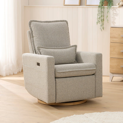 Frankie Electric Recliner Glider Nursery Chair in Greige Soft Tweed