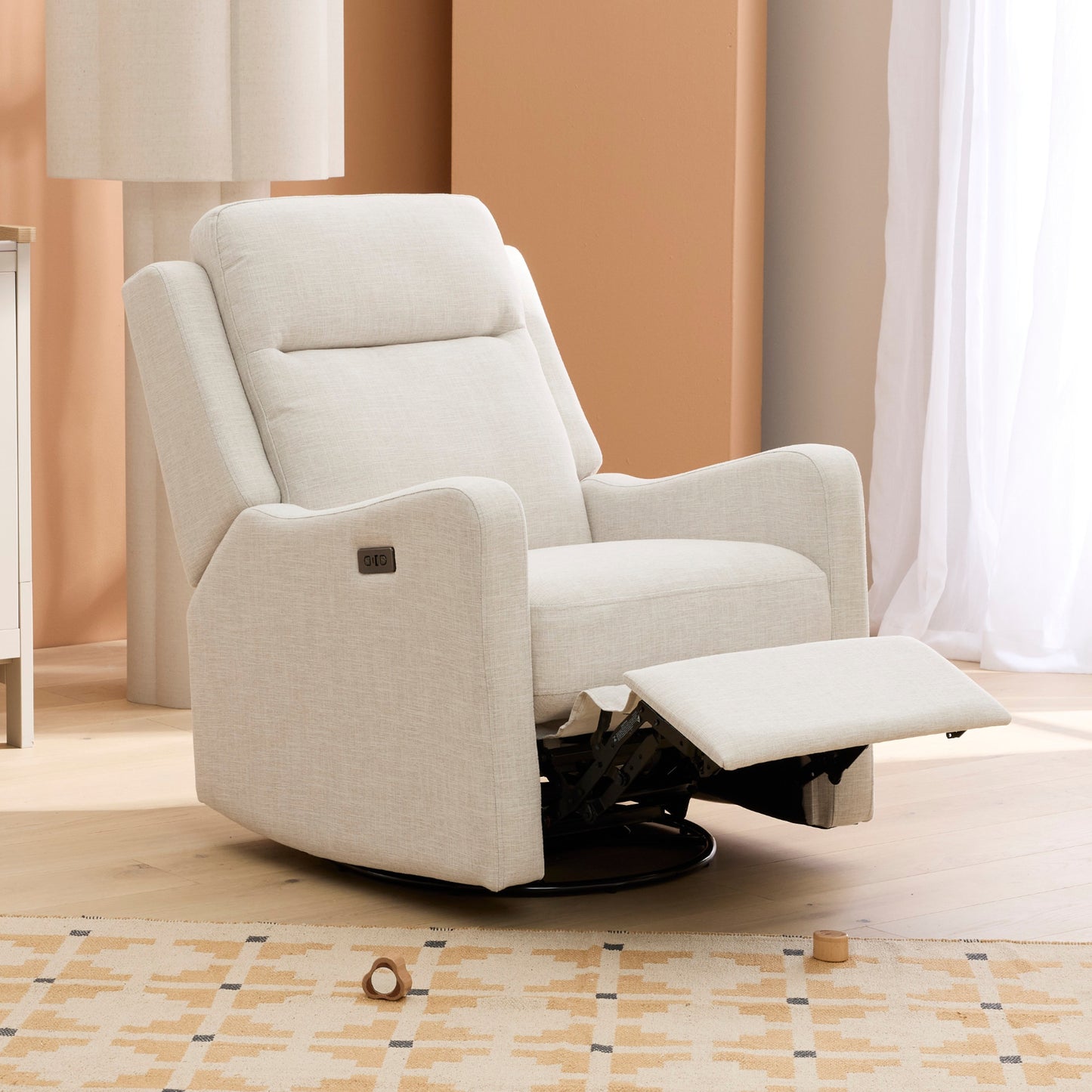 Henry Electric Recliner Glider Chair with USB in Egg Shell