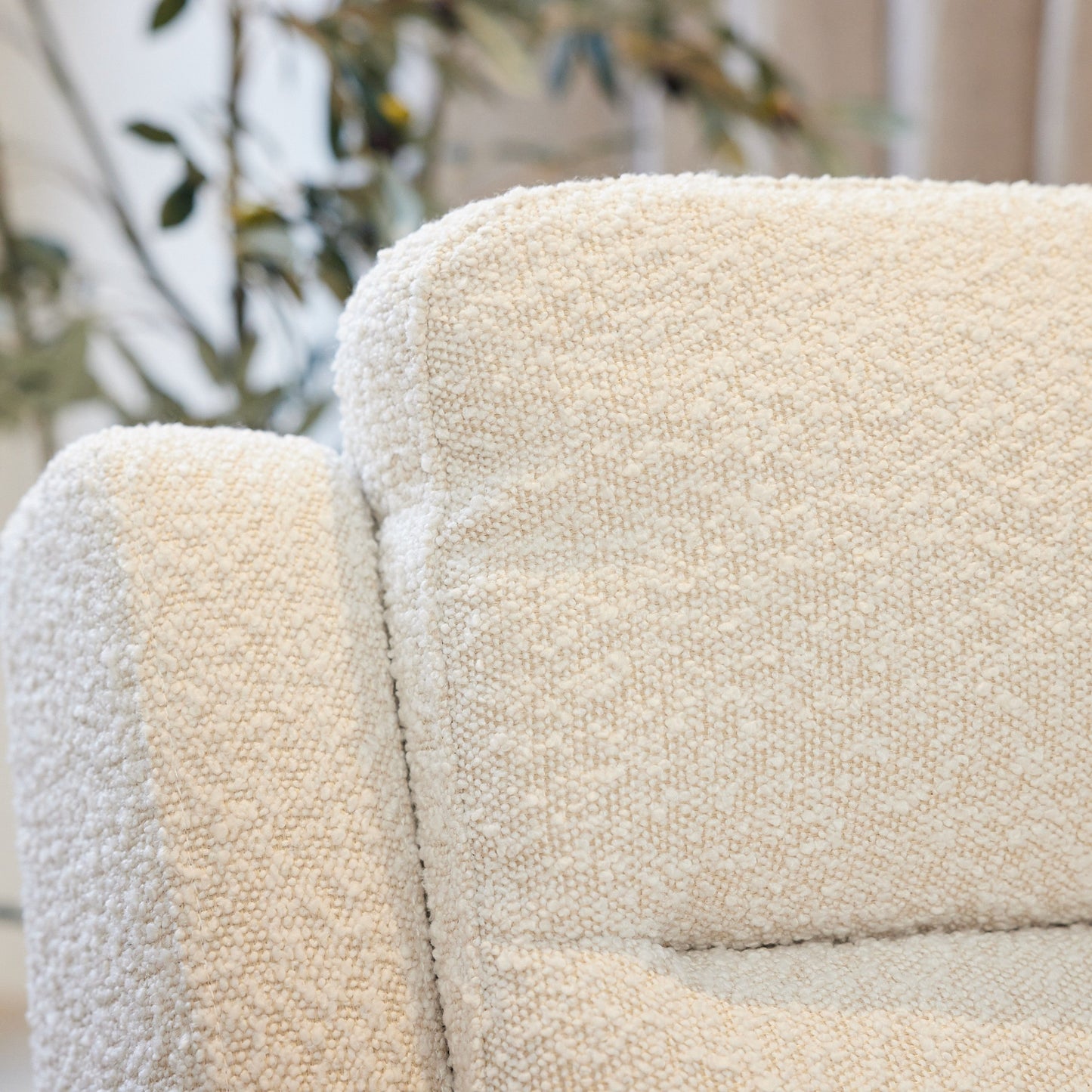 Henry Recliner Glider Chair in Vanilla Bouclé