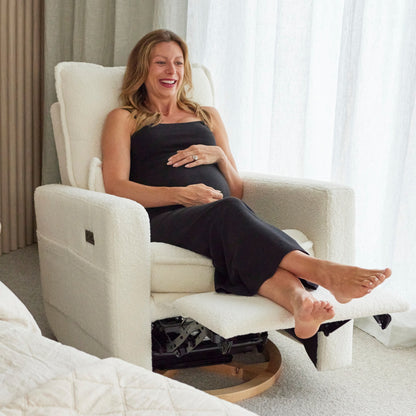 Frankie Electric Recliner Glider Nursery Chair in Coconut Teddy