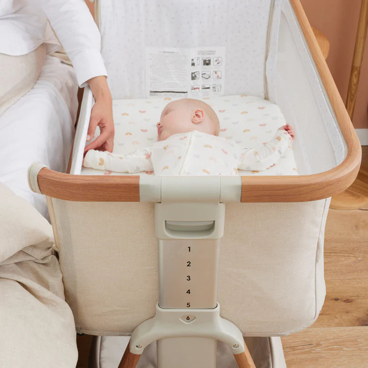Tutti Bambini CoZee Breeze Plus Co Sleeping Bassinet with Rocking Legs in Scandi Walnut Ecru IL Tutto UK iL Tutto UK