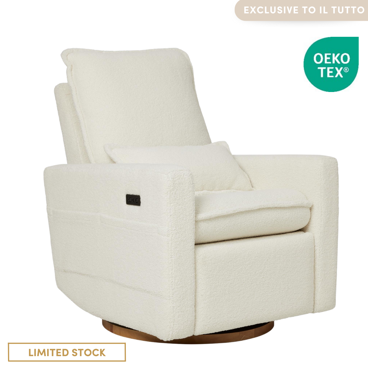 Frankie Electric Recliner Glider Nursery Chair in Coconut Teddy
