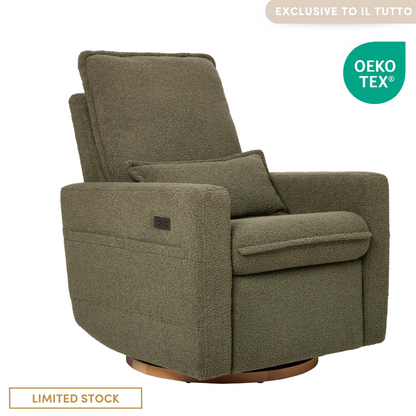 Frankie Electric Recliner Glider Nursery Chair in Olive Teddy