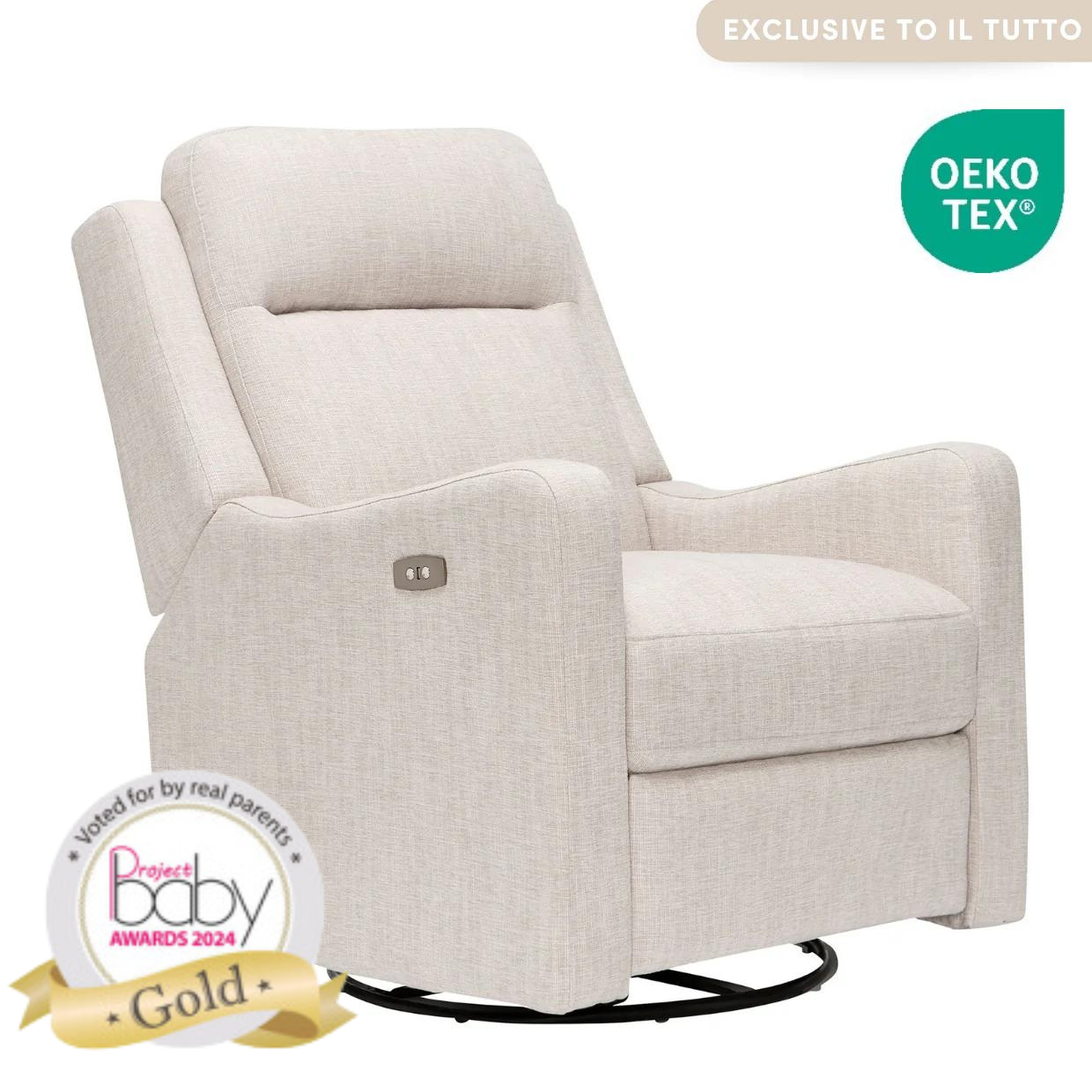 Henry Electric Recliner Glider Chair with USB in Egg Shell