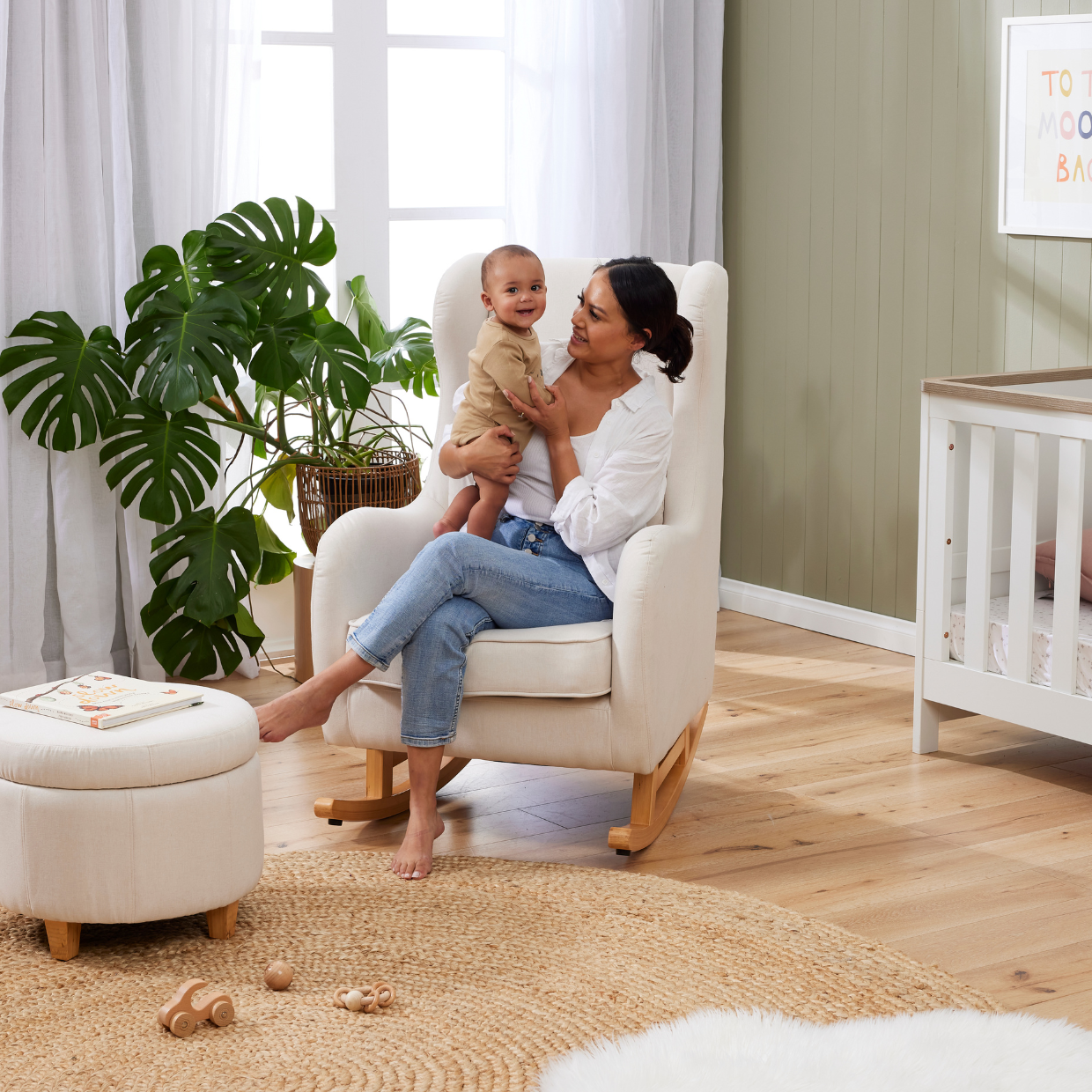 Olivia Rocking Nursery Chair Footstool in Oat iL Tutto UK